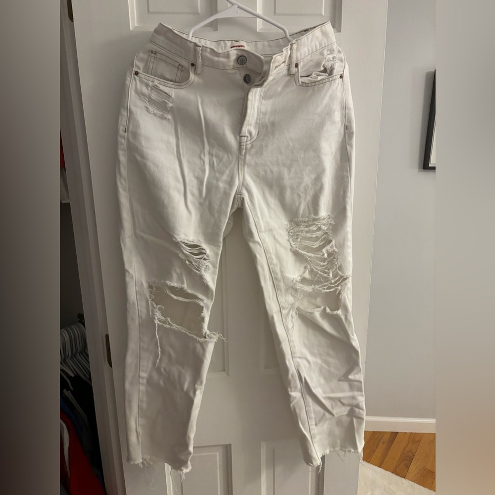 american eagle white ripped jeans